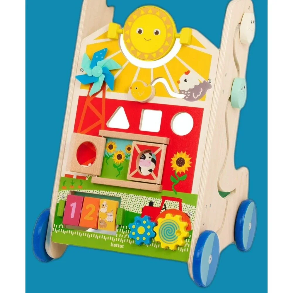 Battat Farm Footsteps Wooden Activity Baby Toddler Walker 12 Months+ NEW